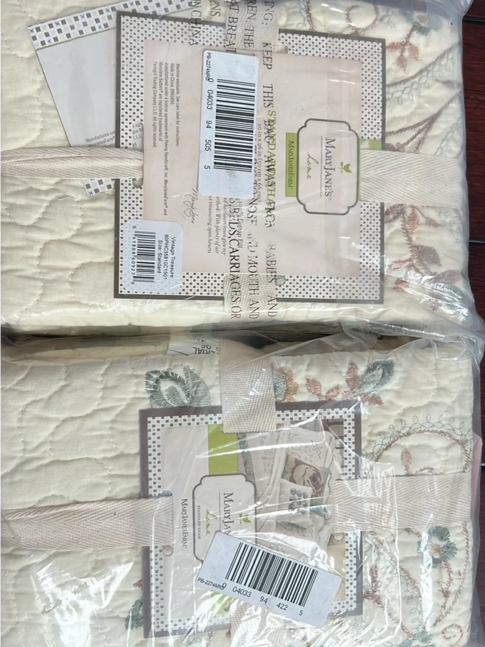 2 Floral Embroidered Scalloped Pillow - Cream with Pastel Accents
